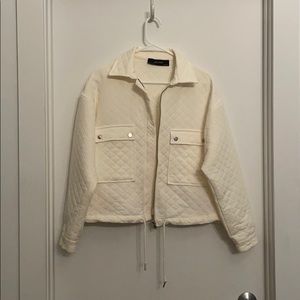 Zara White Quilted Zipper Jacket NWOT
